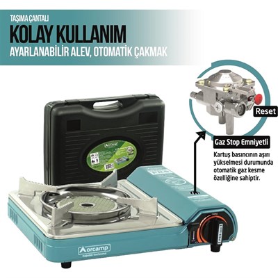 Orcamp Seramik Pro Portatif Ocak + 4 Adet Kartuş Seti