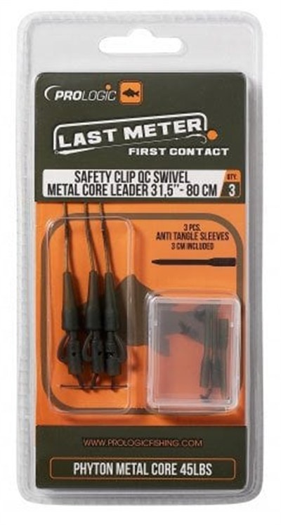 Prologıc Safetly Clip QC Swivel Metal Core Leader 80cm 45lbs 3 Adet