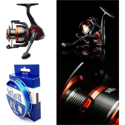 Savage Gear At-Çek Spin Seti Sgs2 All-Around 9/2.74M 7-35 gr 2 Parça Kılıflı Kamış - Savage Gear Sg2 4000 Fd 5+1bb Olta Makinesi - Kendo Surf Cast 8x Fighting 300 mt Örgü Ip ( Ice Blue)