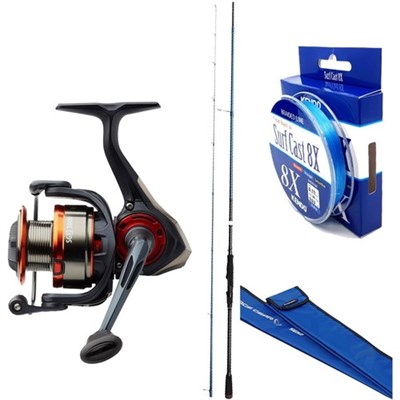 Savage Gear At-Çek Spin Seti Sgs2 All-Around 9/2.74M 7-35 gr 2 Parça Kılıflı Kamış - Savage Gear Sg2 4000 Fd 5+1bb Olta Makinesi - Kendo Surf Cast 8x Fighting 300 mt Örgü Ip ( Ice Blue)