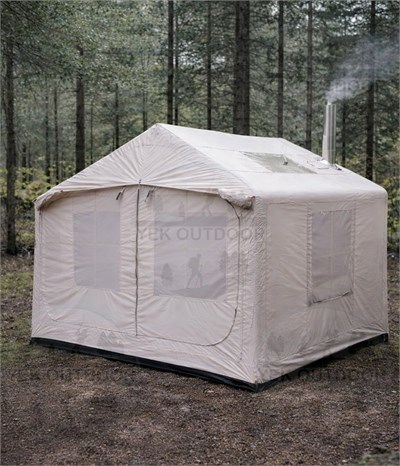 Yek Outdoor 210D Oxford 6-8 Kişilik 4 Mevsim Soba Çıkışlı Şişme Kamp Çadırı – Pompalı, 300x250x220 cm
