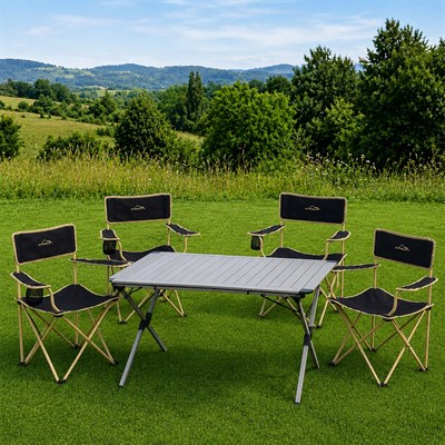 Yek Outdoor Campout Alüminyum XXL Büyük Masa + 4 Campout Mogan Sandalye Set