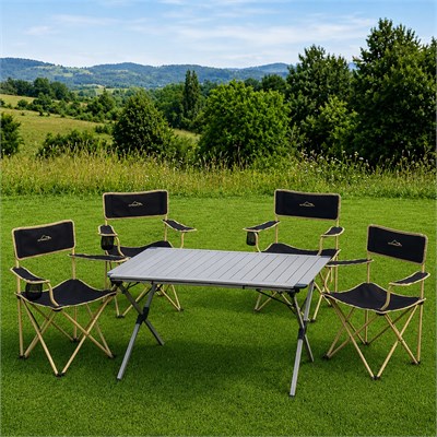 Yek Outdoor Campout Alüminyum XXL Büyük Masa + 4 Campout Mogan Sandalye Set