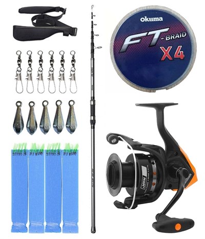 Yek Outdoor Hazır Olta Seti Okuma Alaris Light Tele Surf 420cm 100-250gr Surf Kamışı &Okuma JAW-65 3+1BB Olta Makinesi