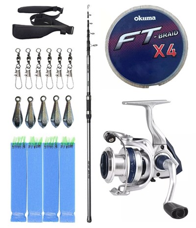 Yek Outdoor Hazır Olta Seti Okuma Alaris Light Tele Surf 420cm 100-250gr Surf Kamışı &Okuma ARIA-5000a Olta Makinesi