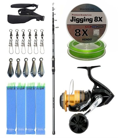 Yek Outdoor Hazır Olta Seti Okuma Alaris Light Tele Surf 420cm 100-250gr Surf Kamışı &Shimano Makina Socorro 6000 SW