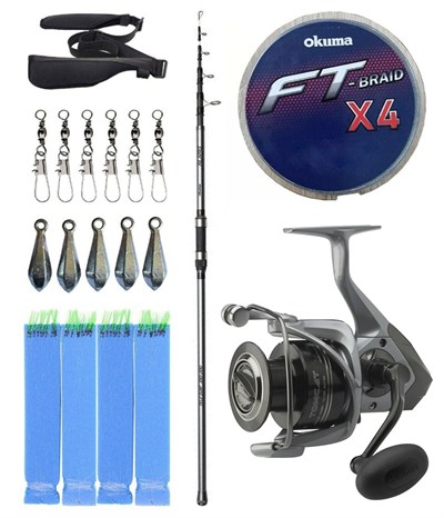 Yek Outdoor Hazır Olta Seti Okuma Alaris Light Tele Surf 420cm 100-250gr Surf Kamışı &Okuma Tomcat TMC-6000 Olta Makinesi