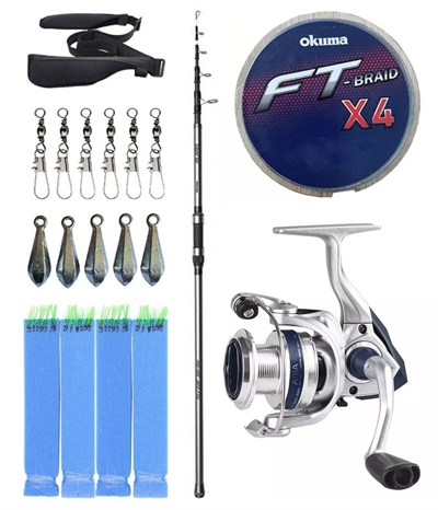 Yek Outdoor Hazır Olta Seti Okuma Alaris Light Tele Surf 420cm 100-250gr Surf Kamışı &Okuma ARIA-8000a Olta Makinesi