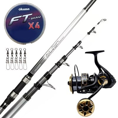Yek Outdoor Hazır Surf Olta Seti Okuma Wave Power Tele Surf 3.90 cm 100-200 gr Surf Kamışı&Kendo Black Bass GP10000 5+1BB Olta Makinesi