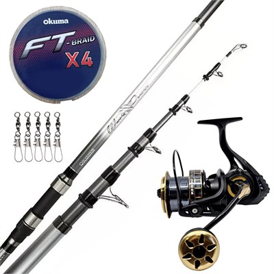 Yek Outdoor Hazır Surf Olta Seti Okuma Wave Power Tele Surf 4.20 cm 100-200 gr Surf Kamışı&Kendo Black Bass GP10000 5+1BB Olta Makinesi