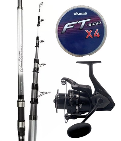 Yek Outdoor Hazır Surf Olta Seti Okuma Wave Power Tele Surf 4.20 cm 100-200 gr Surf Kamışı&Okuma Wave Power WP-8000A1 Olta Makinesi