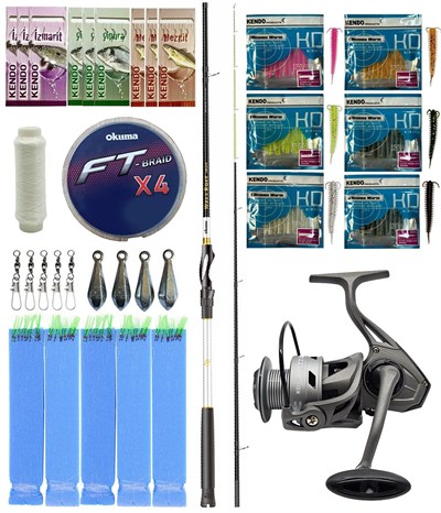 Yek Outdoor Hazır Tekne Oltası Seti Okuma Wave Boat 180H 2 Parça Tekne Kamışı&Kendo Azurro 6000 Olta Makinesi