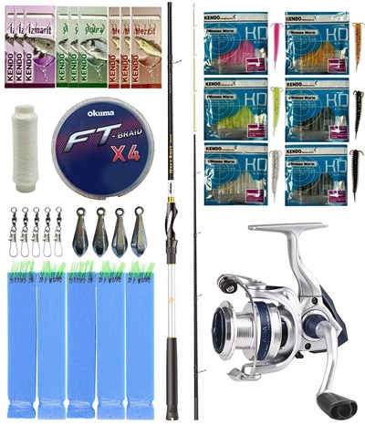 Yek Outdoor Hazır Tekne Oltası Seti Okuma Wave Boat 180H 2 Parça Tekne Kamışı&Okuma ARIA-8000a Olta Makinesi