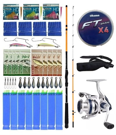 Yek Outdoor Hazır Tekne Oltası Seti Okuma Squider 180H 183cm Olta Kamışı&Okuma ARIA-6000a Olta Makinesi
