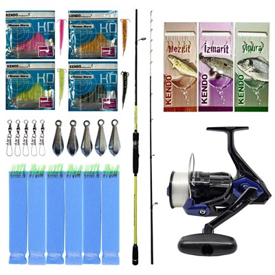 Yek Outdoor Hazır Tekne Oltası Seti Okuma Orata Squid Spin 180cm 100-200gr 2 Parça Tekne Kamışı&Okuma Fin Chaser X FNX-60BL 1BB Olta Makinesi