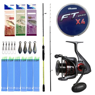 Yek Outdoor Hazır Tekne Oltası Seti Okuma Orata Squid Spin 180cm 100-200gr 2 Parça Tekne Kamışı&Okuma Ceymar C-8000A 7+1BB Olta Makinesi