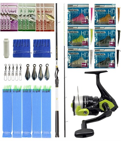 Yek Outdoor Hazır Tekne Oltası Seti Okuma Wave Boat 180H 2 Parça Tekne Kamışı&Okuma Fin Chaser X FNX-60NG Neon Green 1BB Olta Makinesi