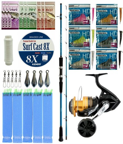 Yek Outdoor Hazır Tekne Oltası Seti Shimano Kamış Alivio Boat Quiver 1,50m 50-150g 2pc&Shimano Makina Socorro 6000 SW