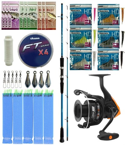Yek Outdoor Hazır Tekne Oltası Seti Shimano Kamış Alivio Boat Quiver 2,10m 50-150g 2pc&Okuma JAW-55 3+1BB Olta Makinesi