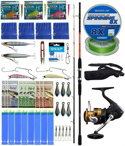 Yek Outdoor Hazır Tekne Oltası Seti Shimano Kamış Sonora Boat Quiver 1,50m 50-150g 2pc&Shimano Makina FX 4000 FC