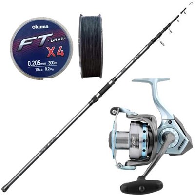 Yek Outdoor Okuma Surf Kamışı Seti Okuma Alaris Tele Surf 390 cm 100-200 gr Surf Kamışı- Okuma Alaris ALS-55 Olta Makinesi