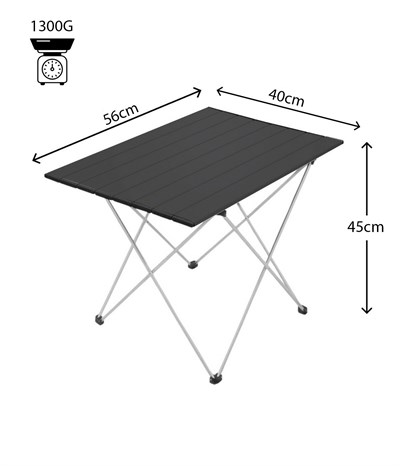 Yek Outdoor Portatif Alüminyum Katlanır Eko Kamp Masası Küçük 56x40x45cm Siyah