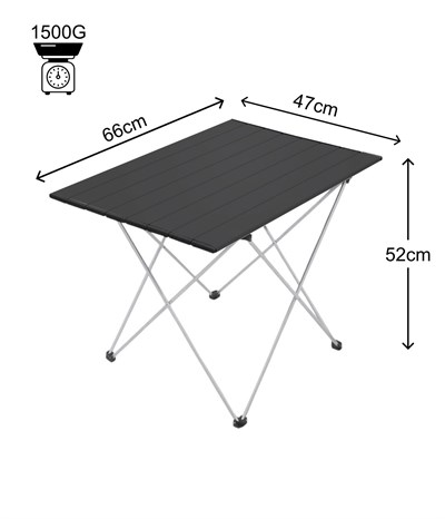 Yek Outdoor Portatif Alüminyum Katlanır Eko Kamp Masası Büyük  66x47x52cm Siyah