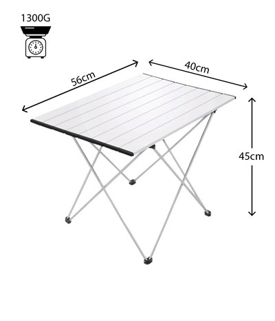 Yek Outdoor Portatif Alüminyum Katlanır Eko Kamp Masası Küçük 56x40x45cm Gri