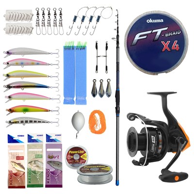 Yek Outdoor Profesyonel Hazır Olta Seti Dam Imax 3.90m 100-250gr Surf Kamışı&Okuma JAW-55 Olta Makinesi