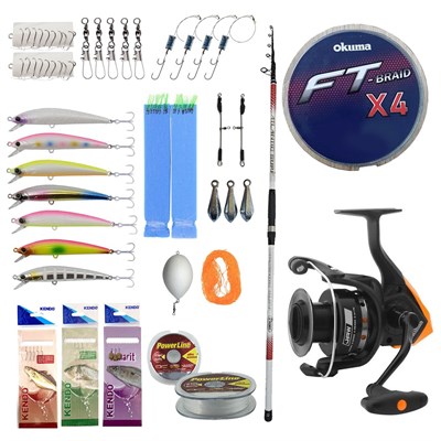 Yek Outdoor Profesyonel Hazır Olta Seti Kendo Atlantic Surf 4.20m 100-250gr Olta Kamışı&Okuma JAW-55 Olta Makinesi