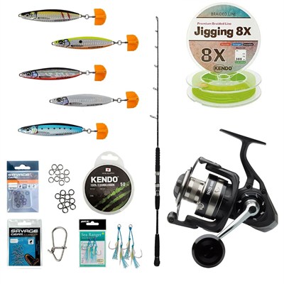 Yek Outdoor Profesyonel Tekne Oltası Seti Cavalla Speed Jigging Spin 159cm H 200-350GR 1 Parça&Savage Gear SGS8 8000 FD 8+1BB Olta Makinesi
