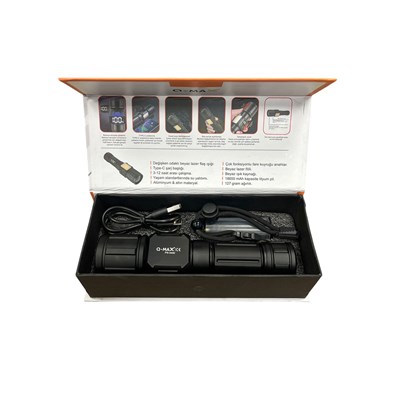 Yek Outdoor Q-Mmax 20W | 2500 Lümen | Zoomlu | 3 KM Menzilli Profesyonel Avcı El Feneri - Şarjlı