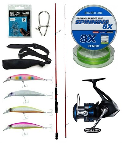 Yek Outdoor Spin Olta Seti Okuma Red Spin 279 cm 10-40 gr 2 Parça&Shimano Makina Nexave 4000 FI