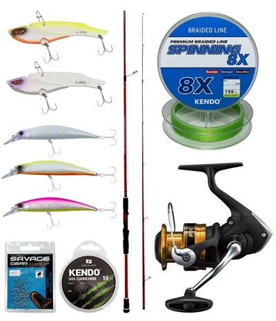 Yek Outdoor Spin Olta Seti Okuma Red Spin 80 243 cm 7-28 gr 2 Parça&Shimano Makina FX 4000 FC