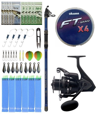 Yek Outdoor Surf Olta Seti Kendo Blue Bass 4.20m 100-250gr Olta Kamışı&Okuma Wave Power WP-6000A1 Olta Makinesi