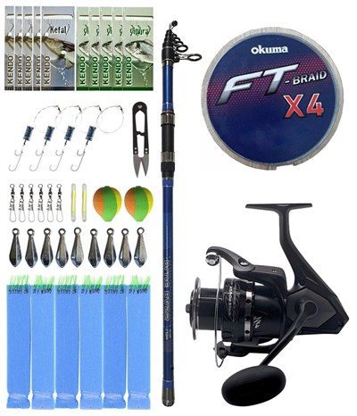 Yek Outdoor Surf Olta Seti Kendo Blue Bass 4.20m 100-250gr Olta Kamışı&Okuma Wave Power WP-8000A1 Olta Makinesi