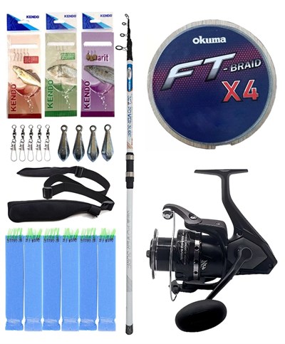 Yek Outdoor Surf Olta Seti Kendo Sea Power Surf 4.20m 100-250gr Olta Kamışı&Okuma Wave Power WP-8000A1 Olta Makinesi
