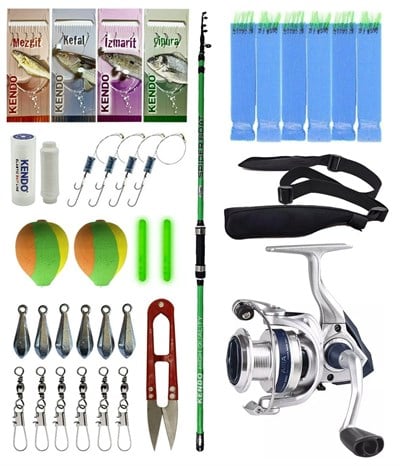 Yek Outdoor Tekne Olta Seti Kendo Spider Boat 1.60cm Olta Kamışı&Okuma ARIA-6000a Olta Makinesi