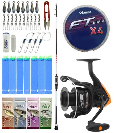 Yek Outdoor Tekne Olta Seti Shimano Kamış Vengeance AX Boat Tele 1,80m 150g 3pc&Okuma JAW-55 3+1BB Olta Makinesi