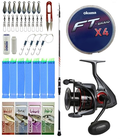 Yek Outdoor Tekne Olta Seti Shimano Kamış Vengeance AX Boat Tele 1,80m 150g 3pc&Okuma Ceymar C-6000A 7+1BB Olta Makinesi