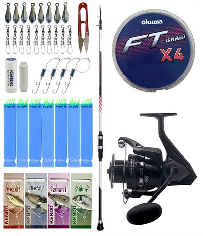 Yek Outdoor Tekne Olta Seti Shimano Kamış Vengeance AX Boat Tele 1,80m 150g 3pc&Okuma Wave Power WP-8000A1 Olta Makinesi