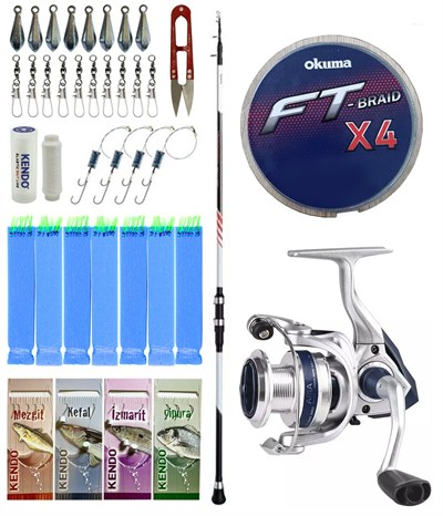 Yek Outdoor Tekne Olta Seti Shimano Kamış Vengeance AX Boat Tele 1,80m 150g 3pc&Okuma ARIA-5000a Olta Makinesi