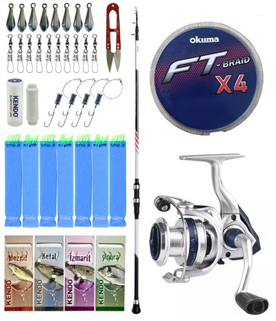 Yek Outdoor Tekne Olta Seti Shimano Kamış Vengeance AX Boat Tele 1,80m 150g 3pc&Okuma ARIA-5000a Olta Makinesi