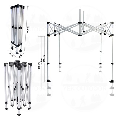 Yek Outdoor Teleskopik 3x2 m Bagaj Boy Otomatik Gazebo İskeleti | Çardak İskeleti