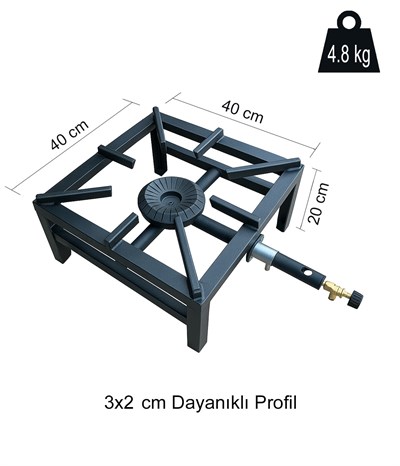 Yek Outdoor Yüksek Isılı Kare Volkan Ocak 40x40cm - Yer Ocağı 