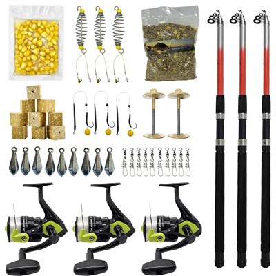 YekOutdoor 3lü  Göl Olta Seti Kendo Elbe 3.50m 70-150gr Olta Kamışı&Okuma Fin Chaser X FNX-60NG 1BB Olta Makinesi