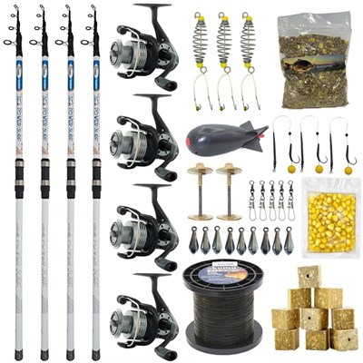 YekOutdoor Full Çeşit 4lü Okuma Göl Seti Kendo Sea Power Surf 4.20m 100-250gr Olta Kamışı&Okuma Revenger RV-55 FD Olta Makinesi