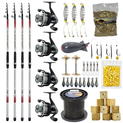 YekOutdoor Full Çeşit 4lü Okuma Göl Seti Kendo Atlantic Surf 4.20m 100-250gr Olta Kamışı&Okuma Revenger RV-65 FD Olta Makinesi