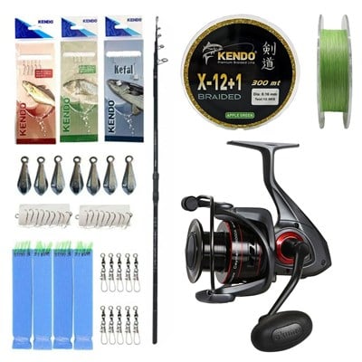 YekOutdoor Full Profesyonel Olta Seti Okuma Ceymar Tele surf 4.30M Surf Kamışı&Okuma Ceymar C-6000A 7+1BB Olta Makinesi