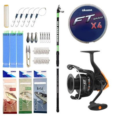 YekOutdoor Hazır Olta Seti Kendo Suro Surf 420cm 100-200gr Olta Kamışı&Okuma JAW-55 3+1BB Olta Makinesi